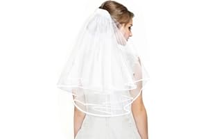Audaisyly Bridal Veil White Wedding Veils Women's Satin Edge Tulle with Comb for Brides Shower Bachelorette Party, Engagement, Wedding, Bridesmaid Favors