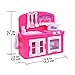19 PCs Kitchen Appliance Toys with Kitchen, Refrigerator, Pot and Tableware, Pretend Play Set for Kids, Play Kitchen Appliance