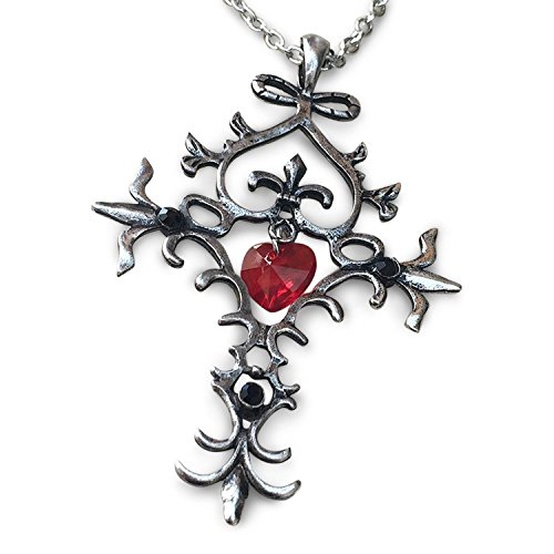 Vampire tv inspired silver gothic silver cross with red…