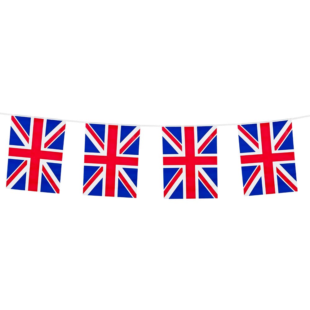 Boland Union Jack Bunting, 10 Metre, 30cm x 20cm Flag Size, Rectangle, Great Britain Garland Banner, Coronation,Royal Events, Olympics Decoration, Indoor Outdoor, Eurovision Party (Red/White/Blue)