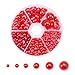 PH PandaHall 690pcs 6 Sizes Red Flat Back Pearl Cabochon Half Flatback Pearl Bead Gem Scrapbook Craft Beads for Christmas Crafts Shoes Wedding Dress DIY Phone Nail Making (4/5/6/8/10/12mm)