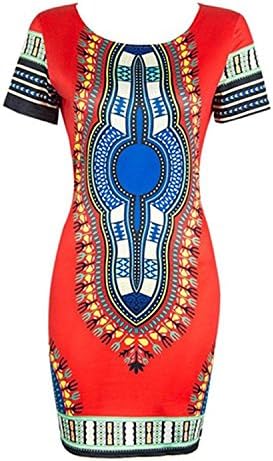 SKYHALO Women Traditional African Print Dashiki Bodycon Stretch Dress Oversized