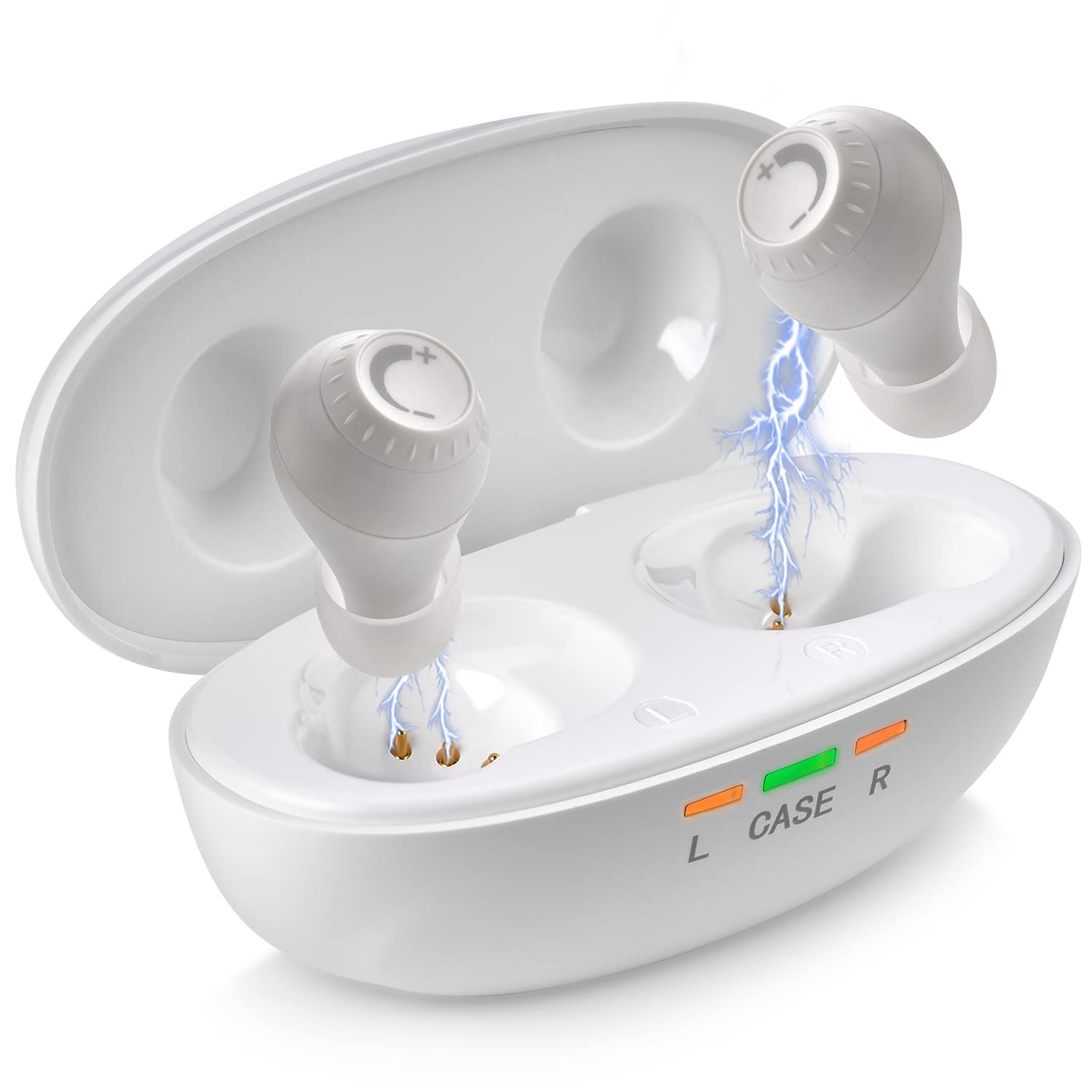 Mini Digital Hearing Amplifiers for Seniors - ITE Rechargeable Personal Sound Hearing Amplifier - Lightweight Hearing Amplifiers w/Noise Cancelling, In-Ear Detection & Volume Control Dial for Adults