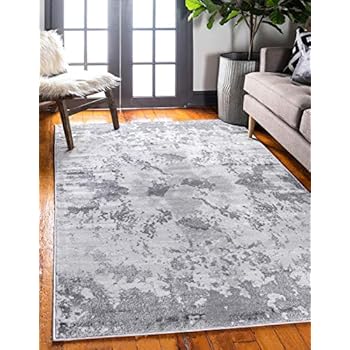 Unique Loom Metro Collection Abstract Stone Dark Colors Light Gray Area Rug (5' 0 x 8' 0)