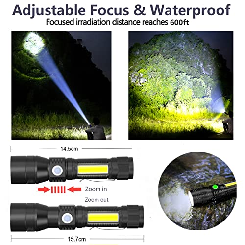 UV Flashlights Black Light, Rechargeable Flashlights with COB Sidelight