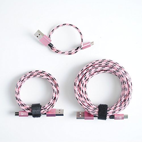 Micro USB Cable, OOLLWW 3Pack 0.8FT 3.3FT 10FT Nylon Braided High Speed USB to Micro USB Fast Charging Cord Data Sync Cord Android Charger for Samsung Galaxy S7/S6/S5/Edge,Note 5,HTC,LG (Pink)