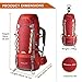 Mountaintop 60L Water-resistant Hiking Backpack/Trekking Bag Backpacking/Climbing Backpack/camping Backpack/Travel Backpack for Mountaineering with Rain Cover-1651II Red