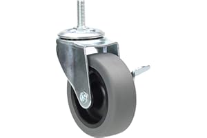 OTURGC 3 Inch Swivel Stem Caster Wheels with Brake Set of 4, M8-1.25 Threaded Stem Industrial Rubber Casters, Replacement for Furniture and Workbench……
