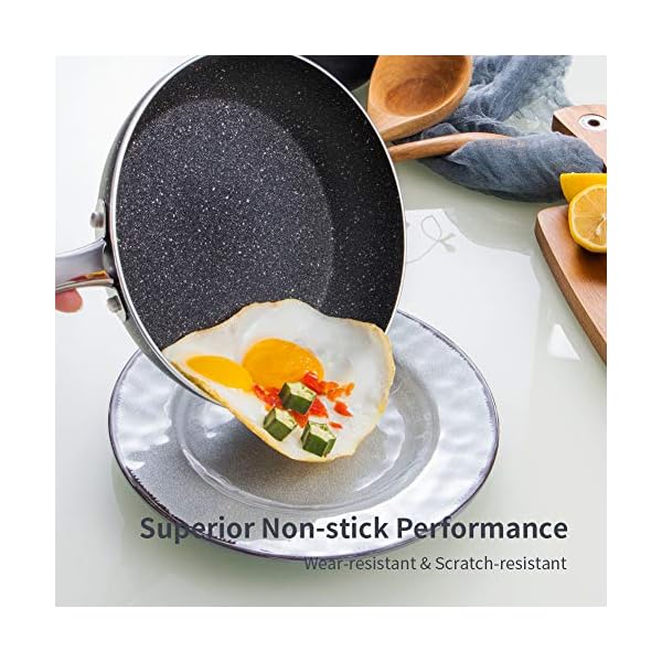Nonstick-Cookware-Set-Induction-10-Piece-Stone-Derived-Cooking-Pots-and-Pans-with-Lids-Home-Kitchenware-with-Saucepan-Frying-Pan-Stockpot-Oven-Safe-GraniteGift-Box-Included-SKYLIGHT Nonstick Cookware Set Induction, 10 Piece Stone-Derived Cooking Pots and Pans with Lids, Home Kitchenware with Saucepan, Frying Pan, Stockpot, Oven Safe, Granite/Gift Box Included-SKYLIGHT