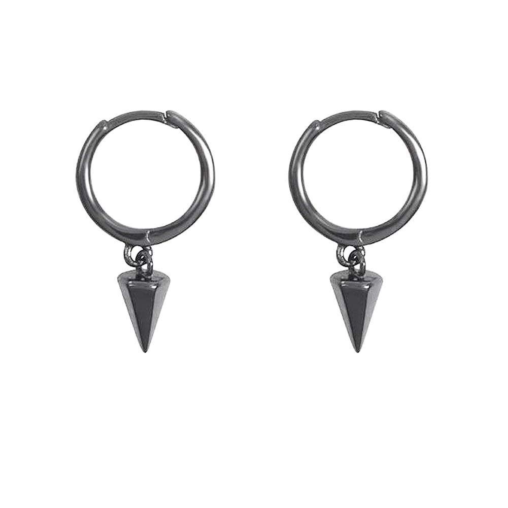 Tiny Punk Spike Dangle Drop Hoop Earrings for Women Teen Girls Men Sterling Silver Charms Hoops Cuff Cartilage Stud Tragus Helix Wrap Geometric Earrings Hypoallergenic Fashion Personalized (Black)