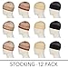 REECHO 12 Pack Wig Caps for Women Men One-Size Halloween Costume Cosplay Accessory Stocking Nylon Color: Nude Beige and Light Brown and Dark Brown and Blackthumb 1