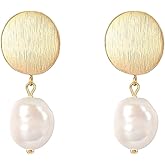 LOKLIFFAI Baroque Pearl Earrings for Women Freshwater Pearl Statement Drop Dangle Bridal Wedding Earrings Birthday Fashion Jewelry