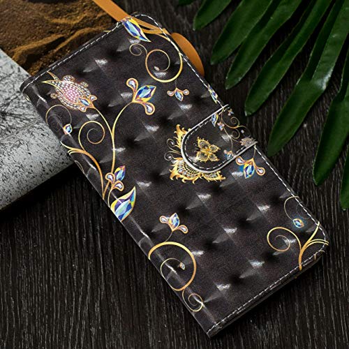 Shinyzone Floral Series Phone Case for iPhone 8/iPhone 7,Premium Leather Book Wallet Flip Cover with Card Holder Cash Pocket with Wrist Strap Magnetic Viewing Stand-Black Butterfly