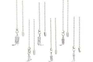 DICOSMETIC 6 Styles Western Cowboy Ceiling Fan Pull Chain Extenders Cowboy Boots Charms with Ball Chains Connector 13.3-13.58" Alloy Pull String Extension for Fan Wall Lamp Home Decor