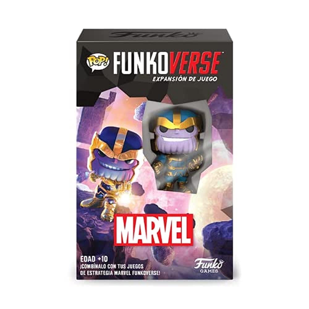 Funko Games Funkoverse Marvel 101 1Pack - Spanish Version - Thanos - 3'' (7.6 Cm) POP! - Light Strategy Board Game For Children & Adults (Ages 10+) - 2-4 Players - Collectable Vinyl Figure - Gift Idea