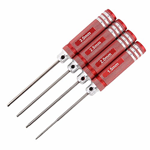 White steel Plating Red 4Pcs Hex Screwdriver Screw Driver Tool Kit Set For RC Car Aircraft Other Toys