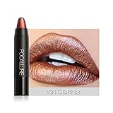 Metallic Lipstick Rose Gold,Molie Metal Matte Lip Crayon Long Lasting Waterproof
