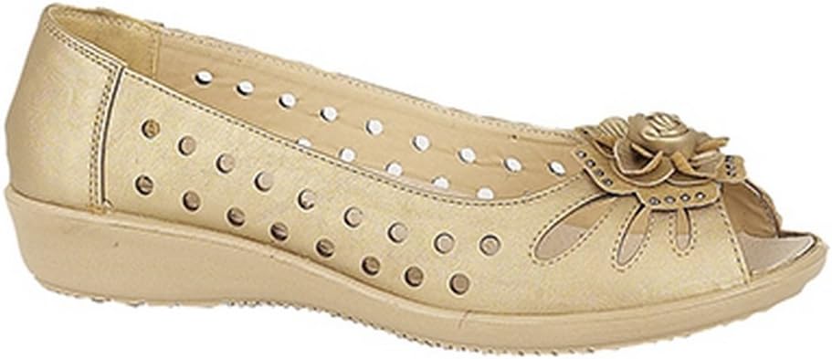 BoulevardBow Open Toe Summer Shoes Various Multi Colours - Pewter PU, Ladies UK 4 / EU 37