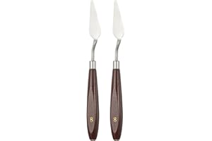 HARFINGTON 2pcs Palette Knife Painting Tool 2.09 x 0.75 Stainless Steel Art Spatula Pallet Knives Scrapers Tools with Beech W