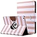 ULAK iPad Air Case, Multi-Angle Rotating Stand Protective Case Cover for Apple iPad Air (2013 Release) with Automatic Wake/Sleep Function (Rose Gold/White Stripes)