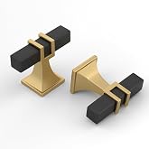 Haliwu 6 Pack Black and Gold Cabinet Knobs Kitchen Drawer Knobs | Single Hole Dresser Knobs,Zinc Alloy,Easy Installation,Screws Included,Smooth Touch,Square 2 Tone Hardware for Cupboard