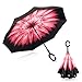 Ylovetoys Double Layer UV-Proof and Wind-Proof Inverted Umbrella for Car Outdoor, Pink Flower