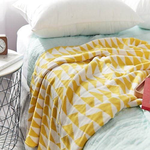 FTHIYK Cotton Knit Blanket Baby Blanket Embrace Adult Sofa Bed Air Conditioning Blanket 90 * 110cm,Yellow