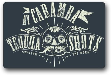 Cool Culture Special Retro Design "AY CARAMBA TEQUILA SHOTS SWALLOW THE WORM" Durable Indoor/Outdoor Door Mats Home / Office / Bedroom / Living Room / Garden Doormats,Machine-washable
