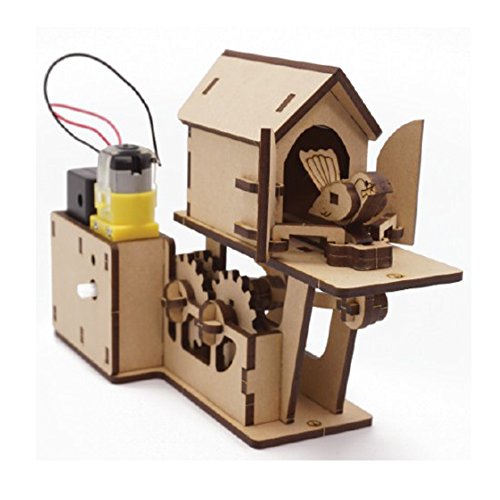 Mize DIY Wooden Motor Automata Wood Assembly Model kits (Moving Cuckoo Clock) Mechanical 3D Puzzles for Kids & Adults, Home Room Office Interior