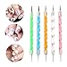 Nail Art Supplies Kit 15pc Gel Nail Brushes Tools 5pc Nail Dotting Pen, 2 Boxes Nail Rhinestones Decorations Accessories,10pc Nail Striping Tape Line, 5pc Manicure Nail Files