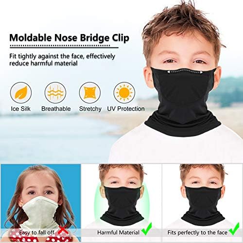 Colorful children's neck gaiter with playful animal face design.