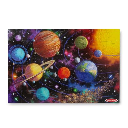 Melissa & Doug Solar System Jumbo Floor Puzzle, 48-Piece Space-Themed Jigsaw Puzzle with Planet Guide, 3 x 2 Foot Kids Puzzles for Toddlers Ages 3+ (No Text on Puzzle)
