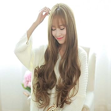Amazon Com Thin Air Bangs Wig Girls Long Hair Large Caps Led
