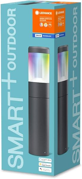 LEDVANCE Pilones de jardn Smart LED Bluetooth 50 cm de altura color de luz cambiante 2000 6500K colores RGB cambiablescontrolable con Google Alexa y Apple HomekitSMART MODERN LANTERN Bolard
