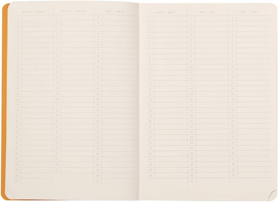 RHODIA 117182C, Soft Notebook Diary Perpetual Perpetual Black, A5, 128 pages, 90G Ivory Clairefontaine Paper, Index - Image 4