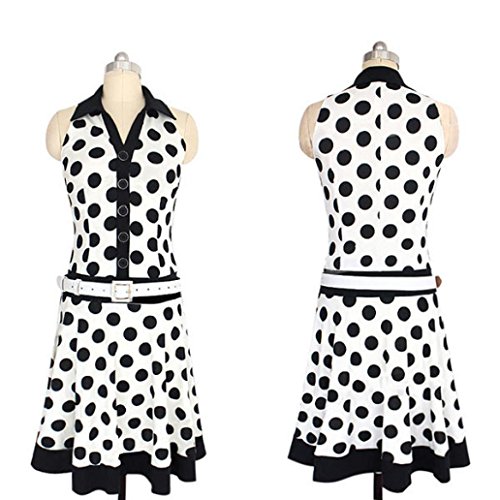 Lamolory-Womens-DressseCasual-Polka-Dot-Sleeveless-V-Neck-Dress-With-Belt