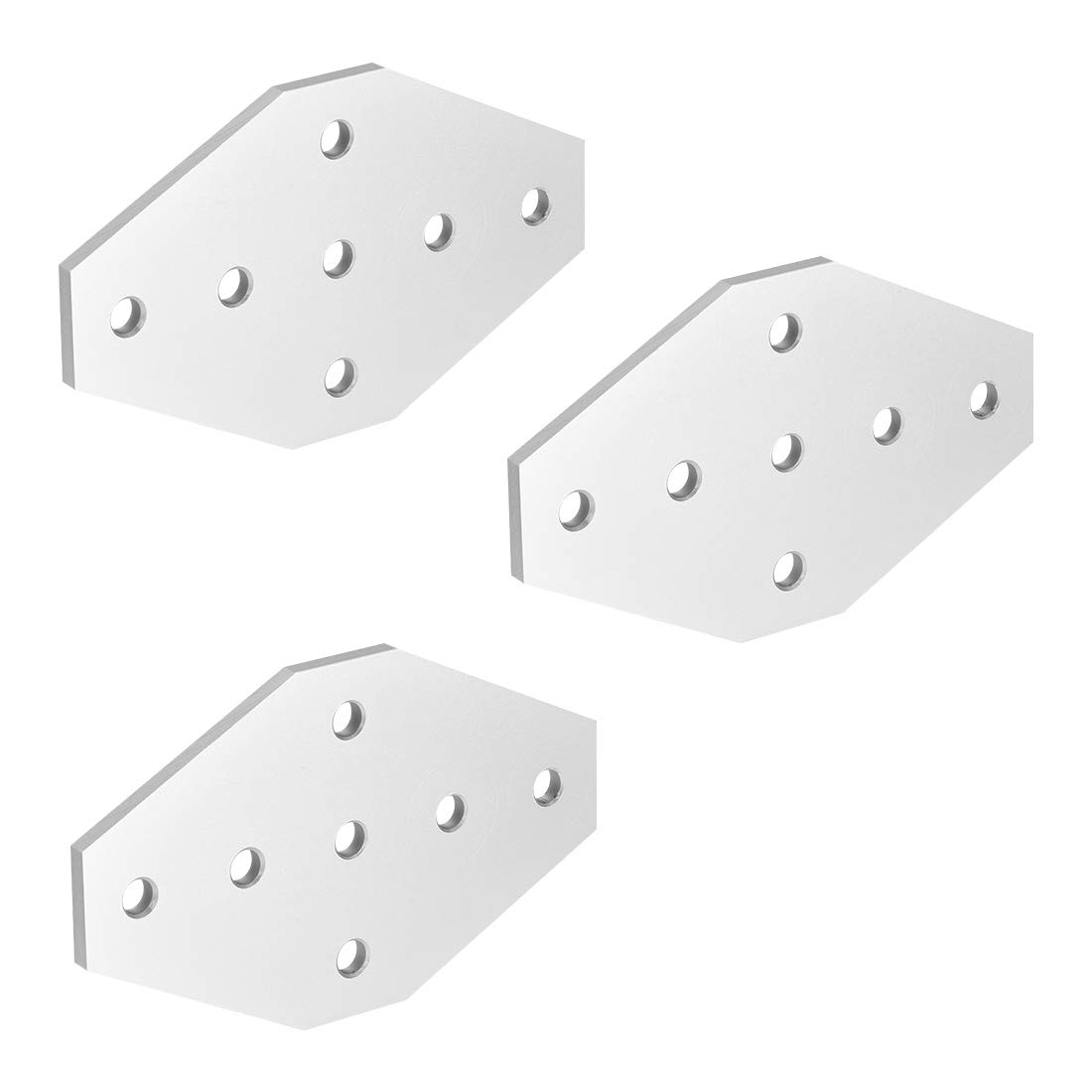 sourcing map Outside Joining Plate, 100mm x 60mm x 4mm with 7-Hole Joint Bracket for 2020 Aluminum Profile, 3 Pcs (Silver)