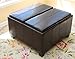 Home Life Leather Espresso Tray Top Storage Ottoman