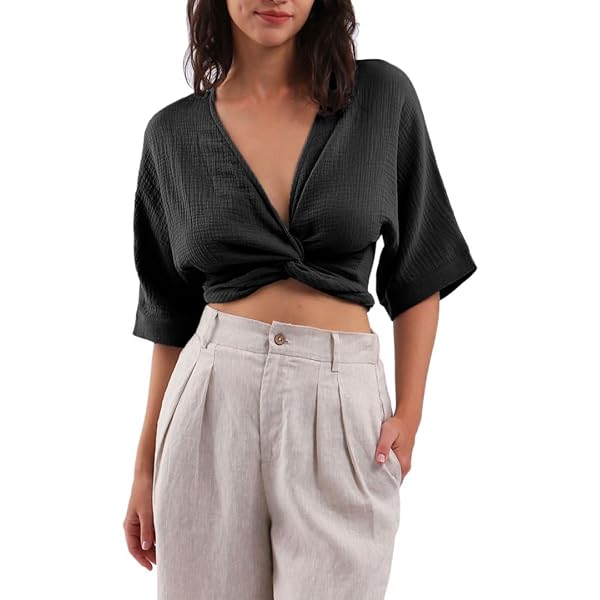 トップス THEREDTHREAD S tie shirt cropped THEREDTHREAD / ザレッドスレッド】S tie shirt cropped