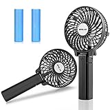 OPOLAR Handheld Portable Battery Operated Personal Fan with Strong Airflow, Small Rechargeable USB Fan with 2200mAh Battery,3 Settings, Foldable Design for Travel Home and Office Makeup Use - Two Pack