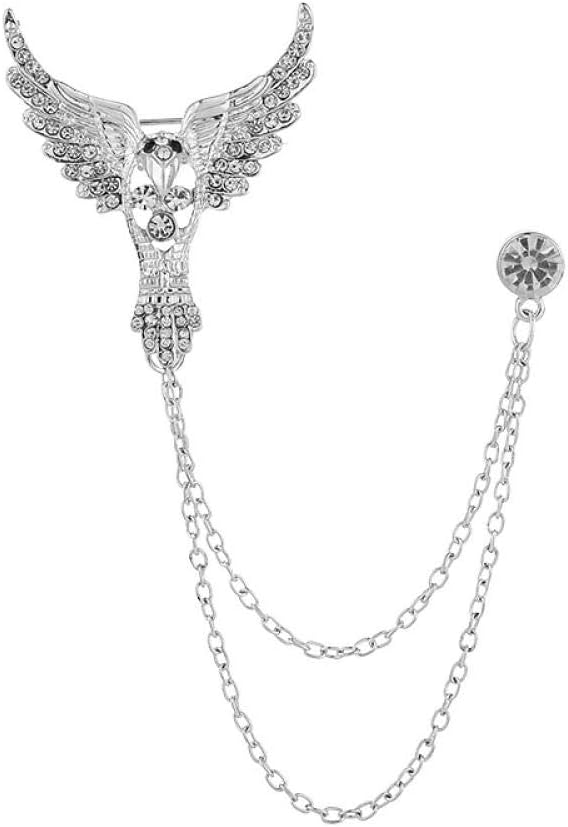 JYDJ Diamond Eagle Chain Brooch Men and Women Retro Wings Corsage Badgebreastpin