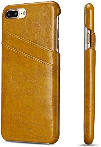 Protective Back Cases PU Leather Cover Anti Fall With Card Holder For Iphone7 Plus 5.5 inch Yellow