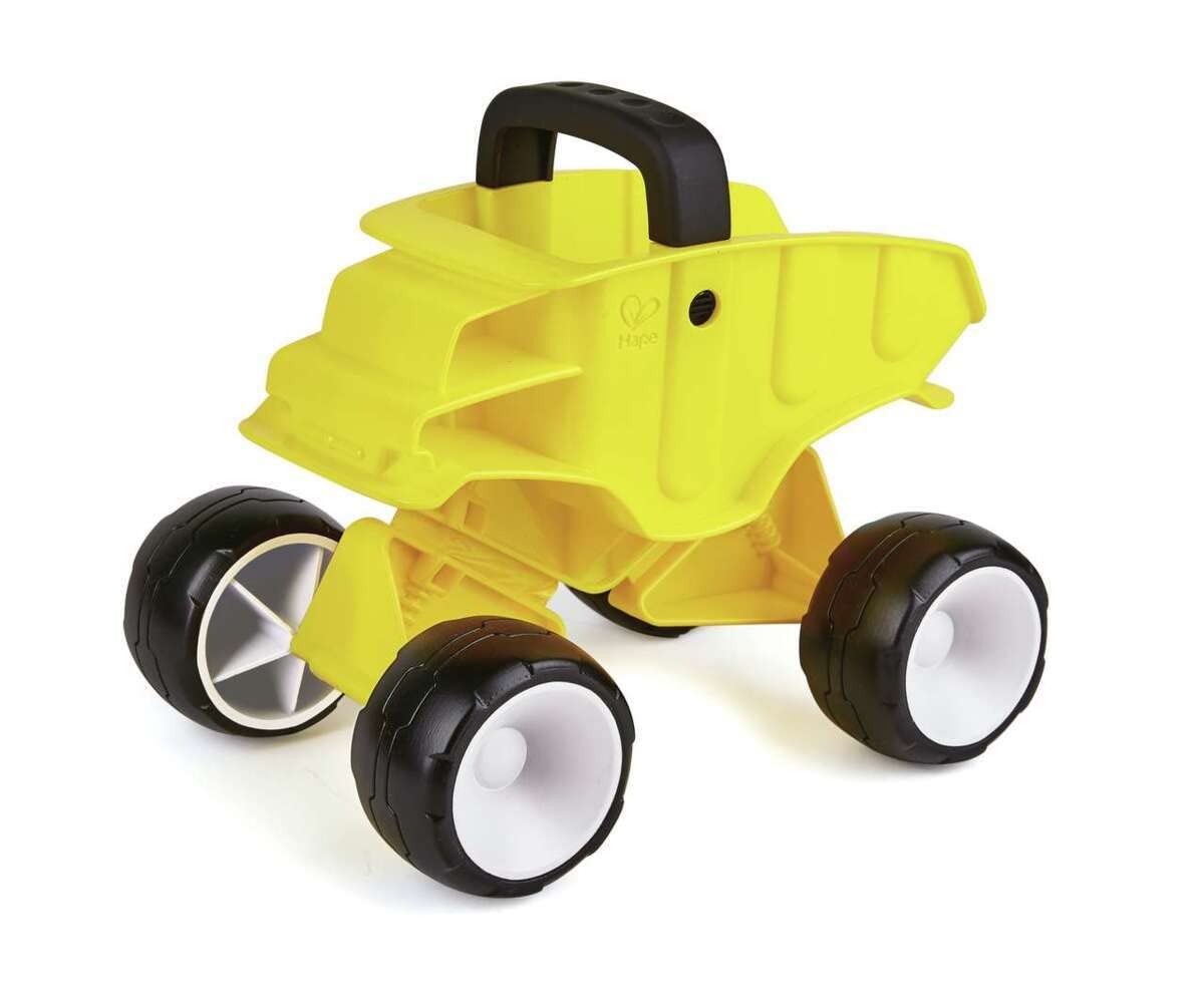 Hape Dump Truck | Beach Truck for Kids | Push & Pull Sand Toy for Toddlers 12 Months and Up | Yellow