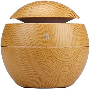 Cool Mist Aroma Diffuser with USB Plug, Wood Grain Painted Mini Size 130Ml Air Humidifier, Portable Desktop for Office, Home, Study, SPA(Light Color)