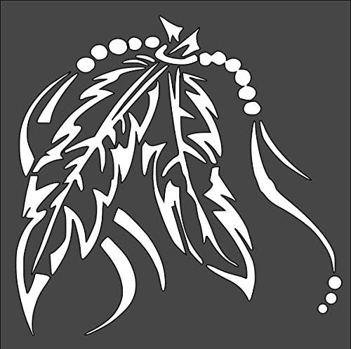 Beaded Feathers Logo Stencil Reusable Sturdy Flexible Clear Plastic 1-5.5x5.5 in Arts and Crafts Material Scrapbooking for Airbrush Painting Drawing