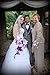 Angel Isabella Cascade Bouquet and Boutonniere - Purple Lavender White Artificial Flower Arrangement