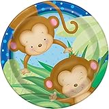 Boy Monkey Baby Shower Dinner Plates, 8ct