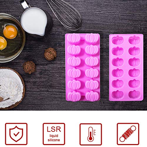 3D Mini Pumpkin Silicone Candy Molds Set of 3, 12 Cavity Halloween Pumpkins Chocolate Mold Ice Cube Tray for Making Halloween Candy, Muffins, Chocolates, Cake Decoration