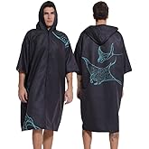 PISIQI Surf Poncho Changing Robe with Hood Absorbent Quick Dry Microfiber Wetsuit Changing Towel for Beach Surfing Men Women
