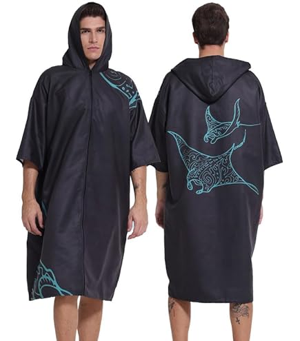 Men Women Hooded Towel Changing Wearable Cloth Swimsuit - View #8
